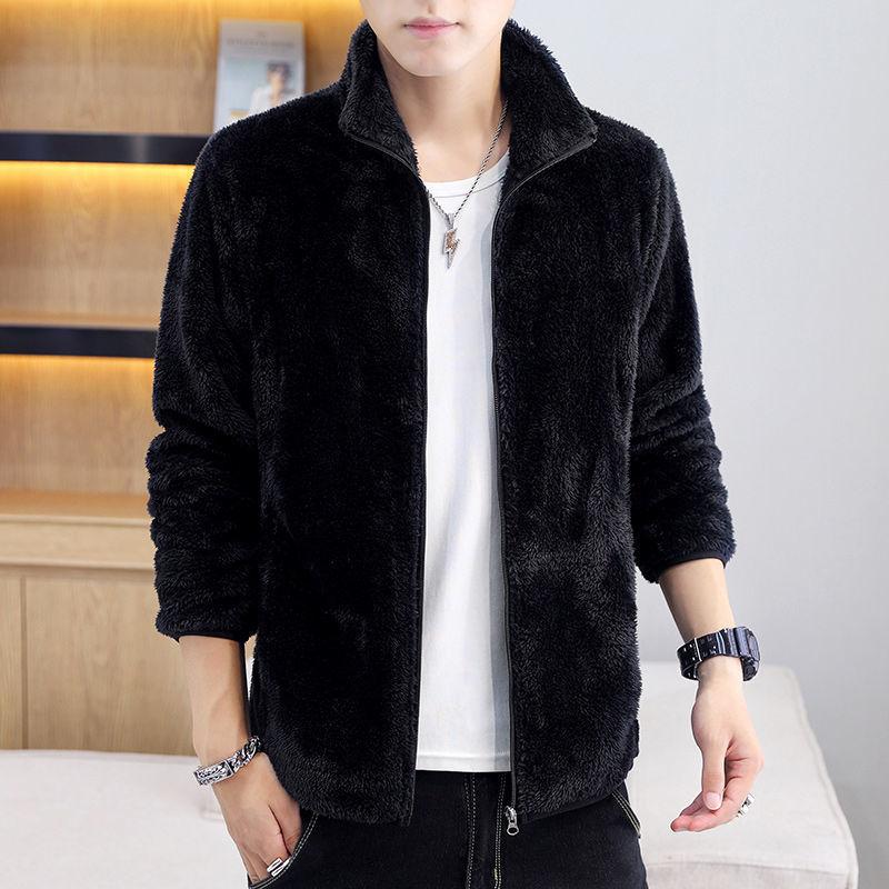 Thick Velvet Jacket Men Loose Autumn Winter Style Men's Stand-up Collar Polar Fleece Jacket Double-sided Velvet Top