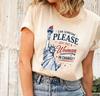 Can Someone Please Just Put A Woman In Charge Statue Of Liberty Feminist Patriotic Crew Neck Graphic T-Shirt