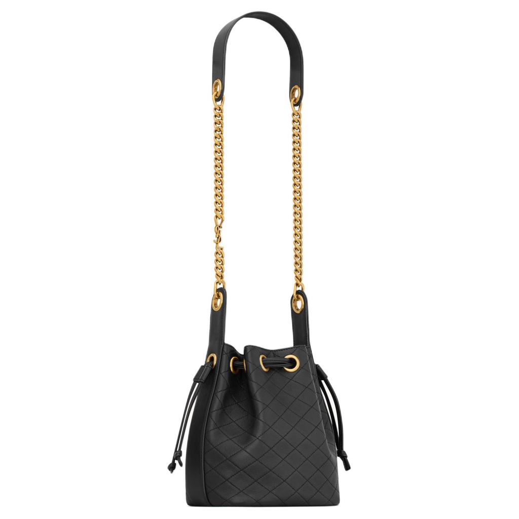 Saint Laurent Cassandre Bucket Bag In Lambskin Nero Women Bags Black 840886-1EL07-1000