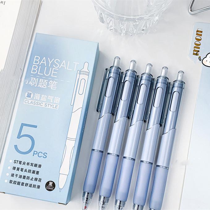 5/6/7 pz/scatola Semplicità Penna Gel Penna sfumata di moda Colore solido 0.5mm Penna gel inchiostro nero Bella penna di cancelleria Articoli per scrittura