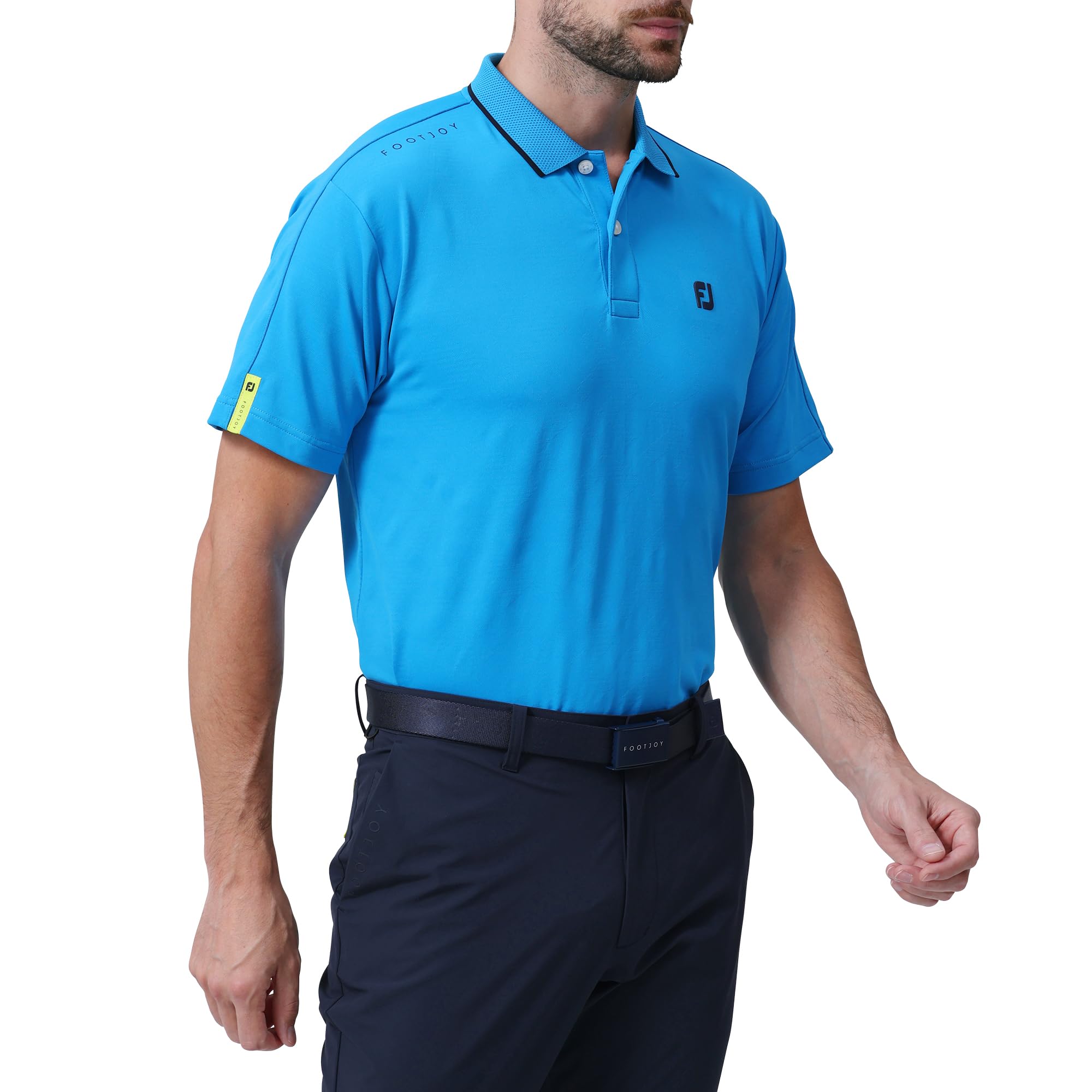 

FootJoy FJ Motif Jacquard Short Sleeve Mesh Polo Shirt, Neo Blue, Men s, Size L, FJ-S24-S03, 81816-L