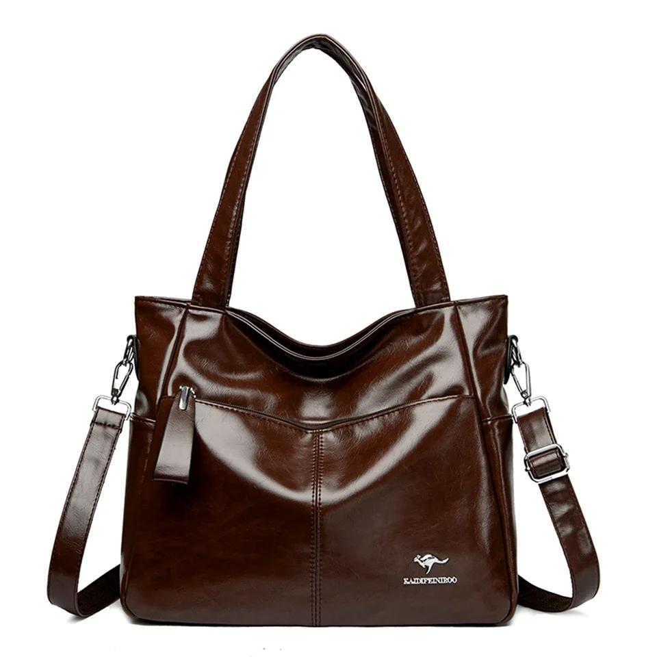 Vysoce kvalitní měkké kožené kabelky přes rameno pro ženy Velkokapacitní luxusní kabelka Značka Návrhář Neformální kabelka