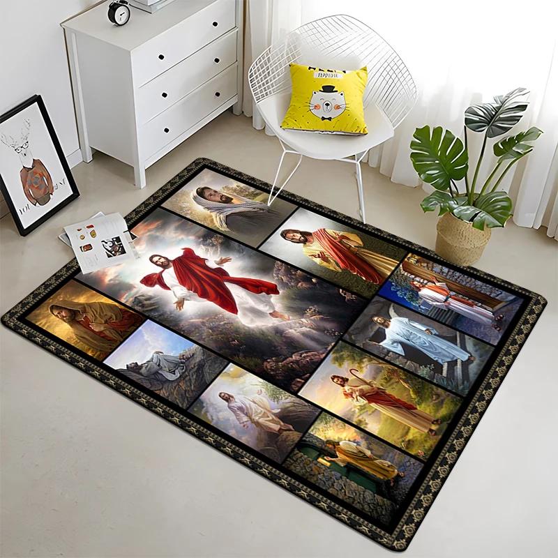 Jesus Virgin Maria Believer Pray Mat Believer Carpet for Living Room Rugs Bedroom Decorative Mat Anti-Slip Yoga Mats Area Rug