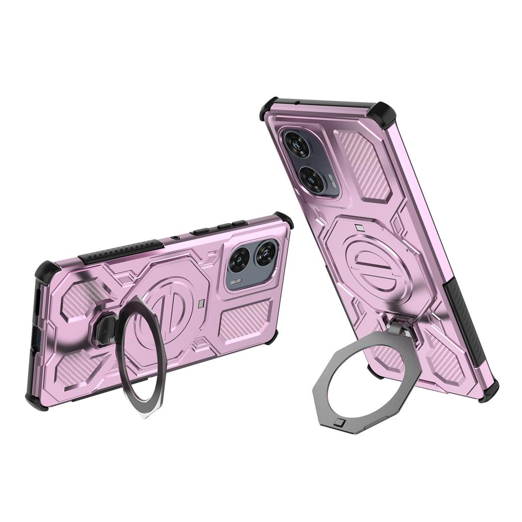 For Motorola Edge 50 Fusion 5G Magnetic Case Rotating Metal Kickstand PC + TPU Phone Back Cover