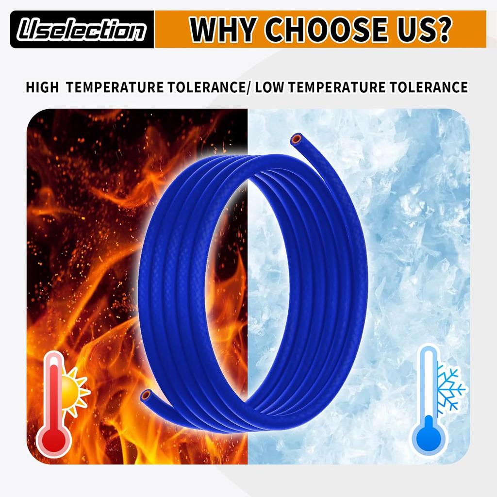 3/8"X5FT(ID:10MM) Silicone Heater Hose Blue and Red Coolant Radiator Vacuum Line, Reinforced High Temperature Reinforced 4MM Thick(0.16 In) (3/8"
