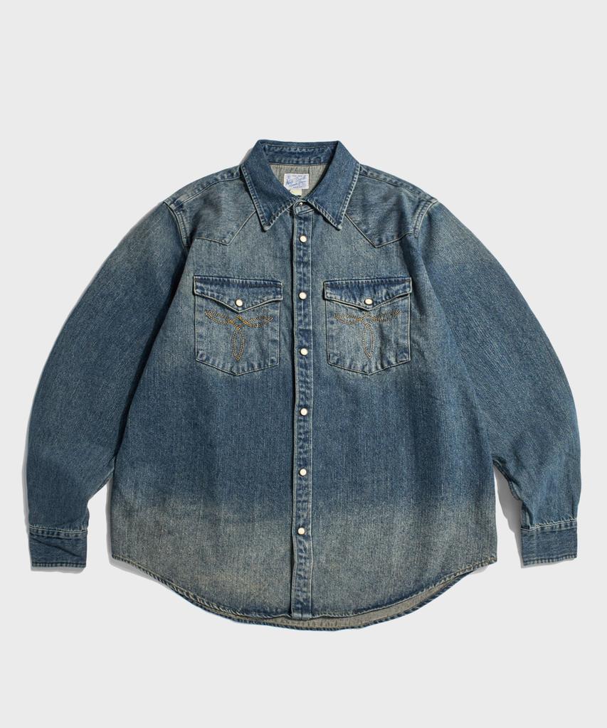 Beulonseun 1950er Jahre Slub-Denim Westernhemd