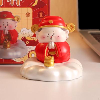Chinese Deity Figurine Phone Holder Resin Craft Decorative Item for Desktop Car Bedroom