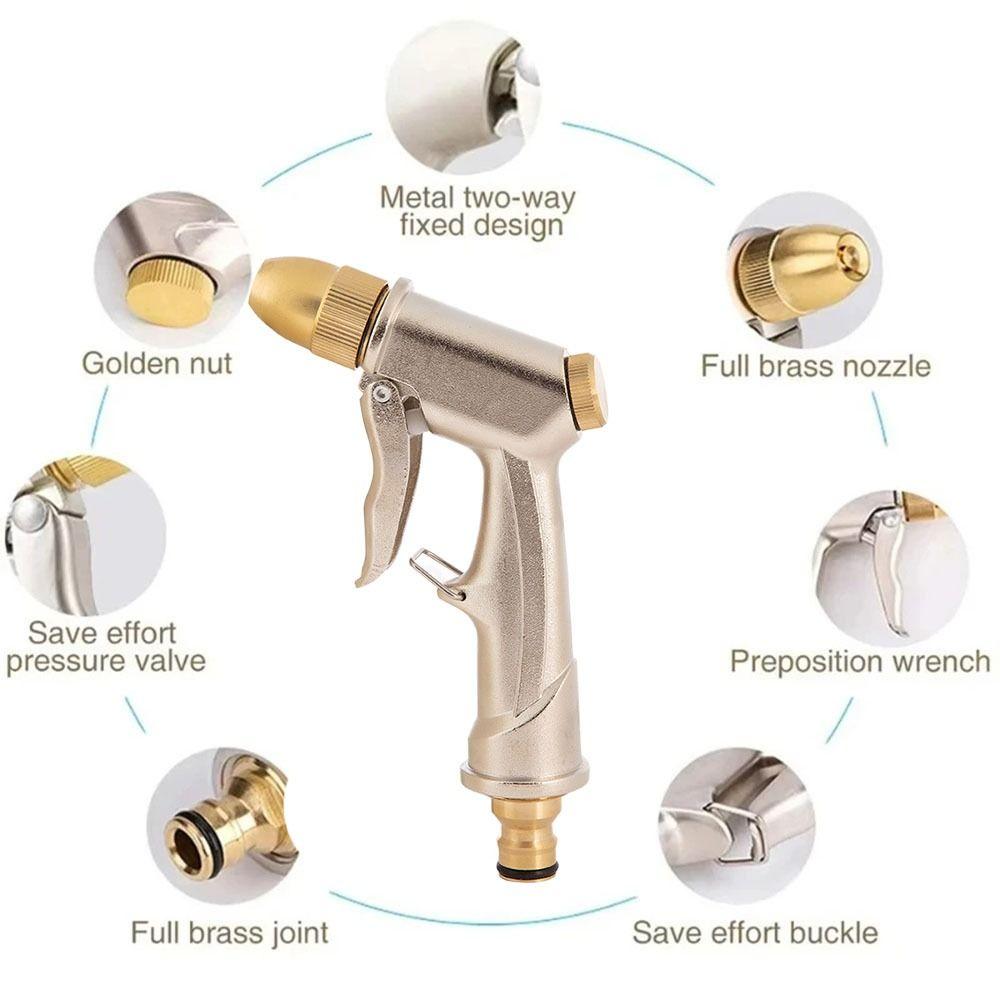 High Pressure Garden Water Spray Powerful Cleaning Aluminum Alloy Water Hose Jet Adjustable Spray Modes Efficient