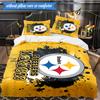 Pittsburgh Steelers Logo Art 3pcs Bedding,Including 1pc Duvet Cover And 2pcs Pillowcases Perfect for Christmas,Ideal for Bedroom, Dormitory