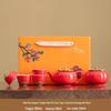 Persimmon Ruyi Ceramic Tea Set with Gift Box - Complete Ruyi Teapot Set