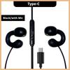 Clip-on Wired Headphones Type C&3.5mm Stereo Sports Music Earbuds Handfree Sport Gamer Headset Earphones with HD Mic For Samsung