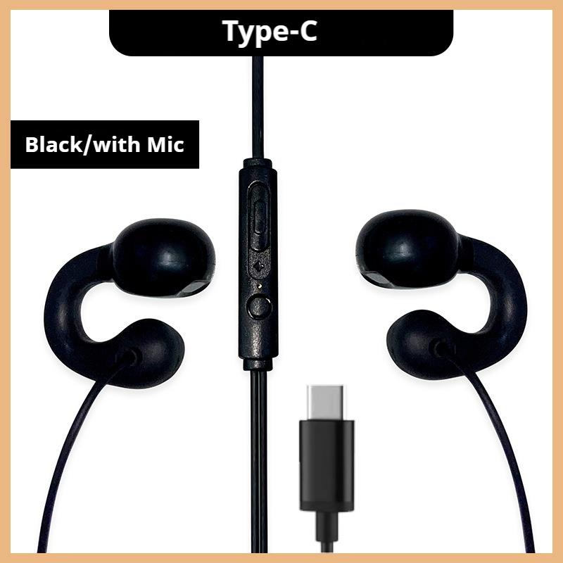 Clip-on Wired Headphones type C&3.5mm Stereo Sports Music Earbuds Handfree Sport Gamer Headset Earphones with HD mic For Samsung