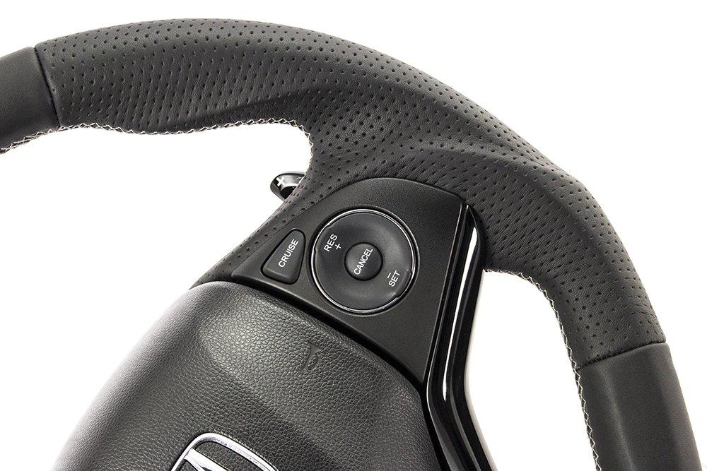 KENSTYLE Original Steering Wheel HA03 for Honda Fit All Black Leather with Silver Stitching Steering Wheel HA03 A-Type (GK3/GK4/GK5/GK6/GP5/GP6) - -