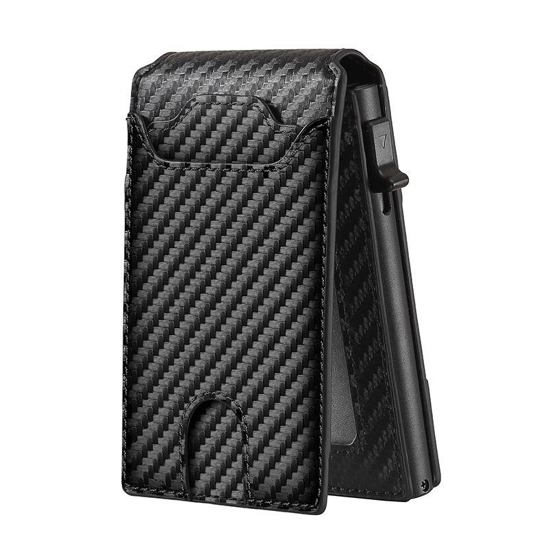 

Мужской деловой кошелек из алюминиевого сплава, новый металлический картхолдер из углеродного волокна, ультратонкий, с защитой от кражи, RFID-кошелек