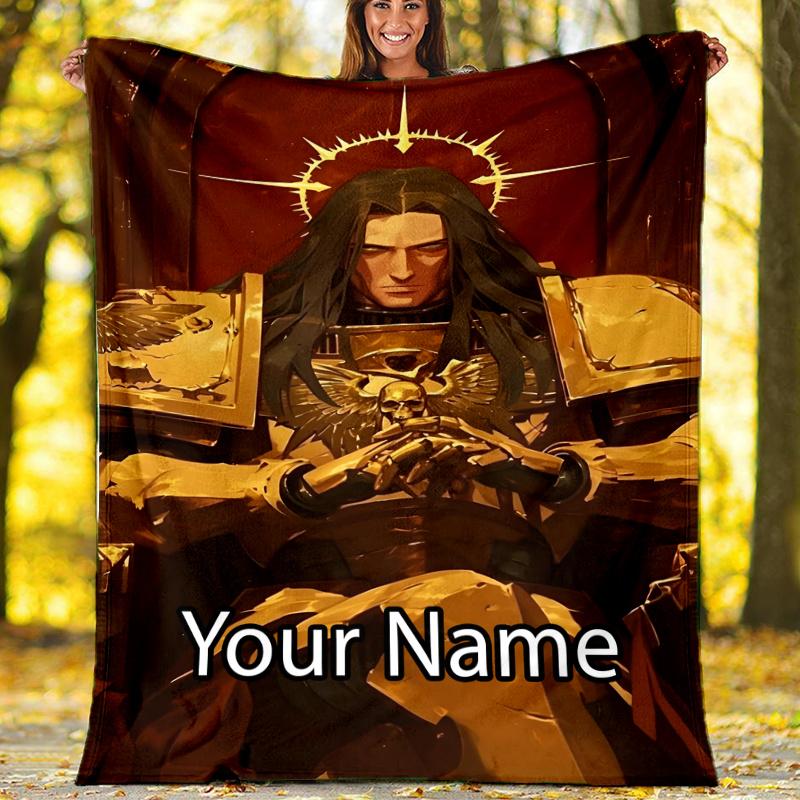 Custom Name Warhammer 40K Theme Printed Blanket - Perfect for Couch, Bed, Travel & Outdoor Use | Machine Washable, Cozy & Durable.