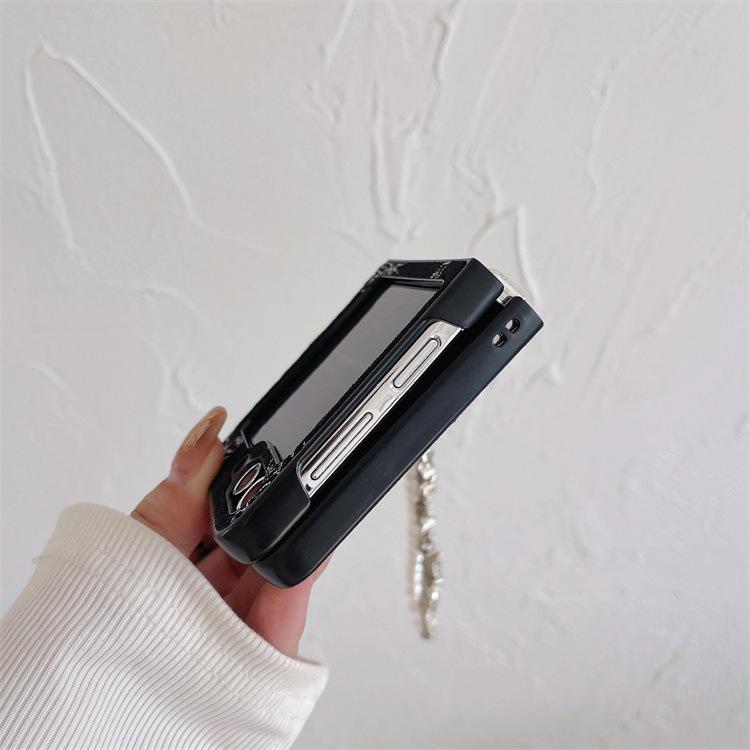 Applicable to Samsung ZFlip5 mobile phone case bronzing butterfly bracelet zflip4 folding screen flannel protective case