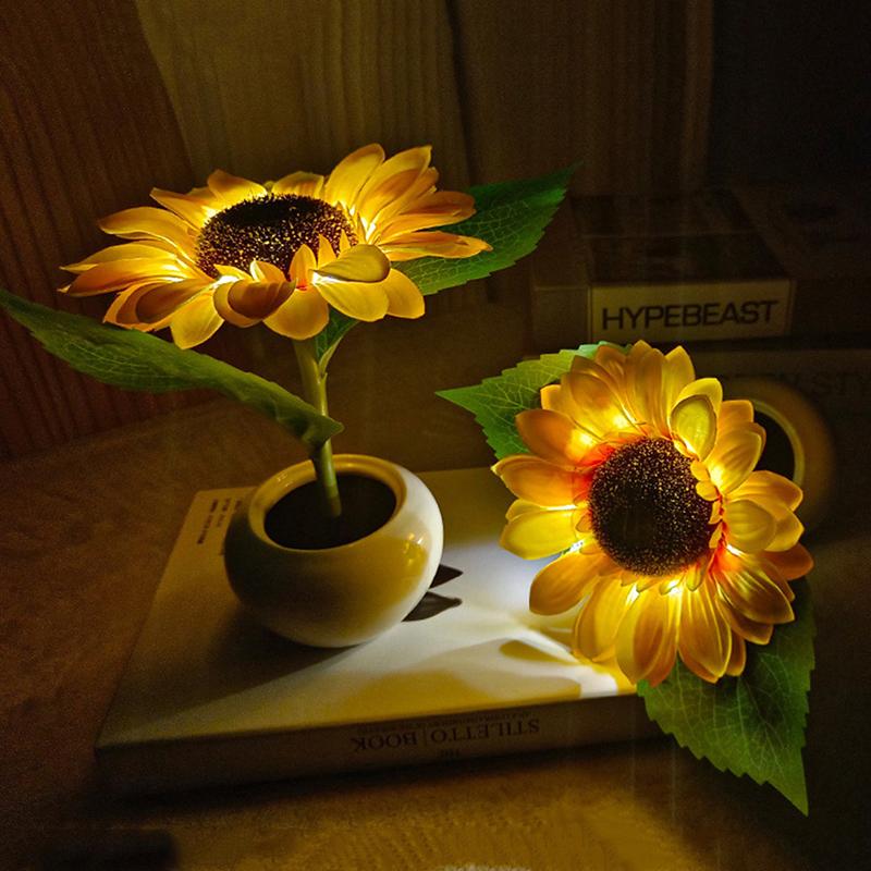 LED Sonnenblume Künstliches Nachtlicht Schlafzimmer Wohnheim Dekorative Tischlampe Simulationsblumen Licht