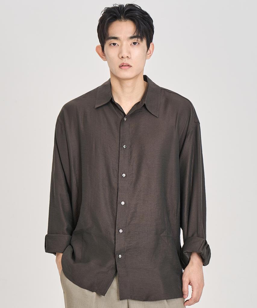 PRAIRIE Silky Striped Shirt (Brown)