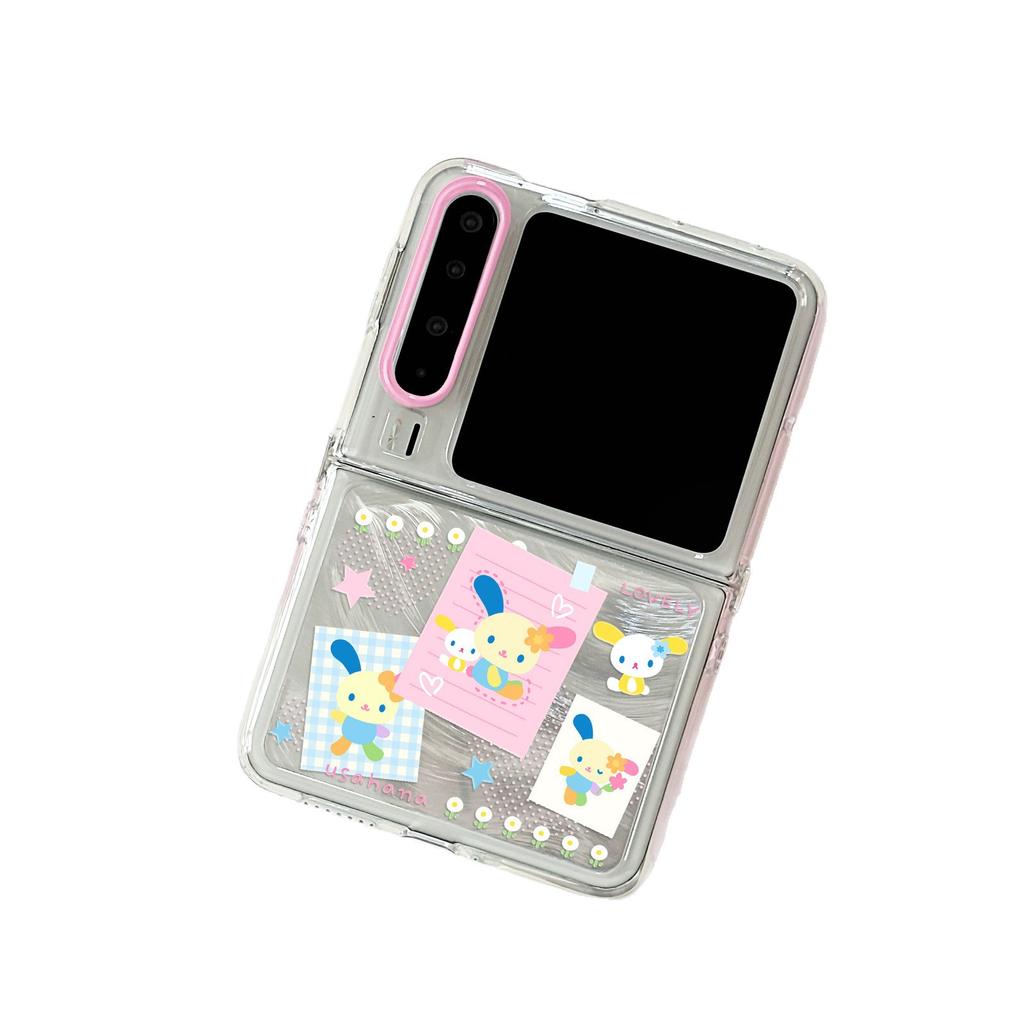 Colorful bunny is suitable for Huawei POCKET2 mobile phone case, Samsung Xiaomi ZFLIP7 folding mobile phone case, feather yarn.