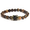 Men's Frosted Tiger Eye Stone Crown Bracelet – Fashionable European & American Beaded Jewelry