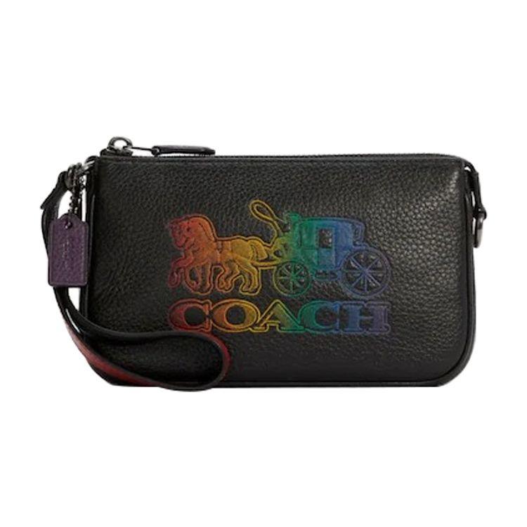 Coach Nolita 19 Rainbow Logo Embossed Leather Clutch Bag Unisex clutch Black C6902-QBM2 Basic Set BagDust Bag 18790₽