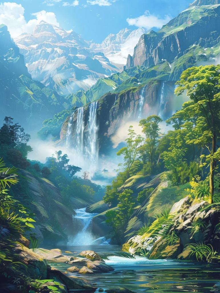 DIY Алмазная вышивка Водопад Пейзаж Вышивка крестом Картина Гора 5D Стразы Картина Мозаика Лес Настенное искусство