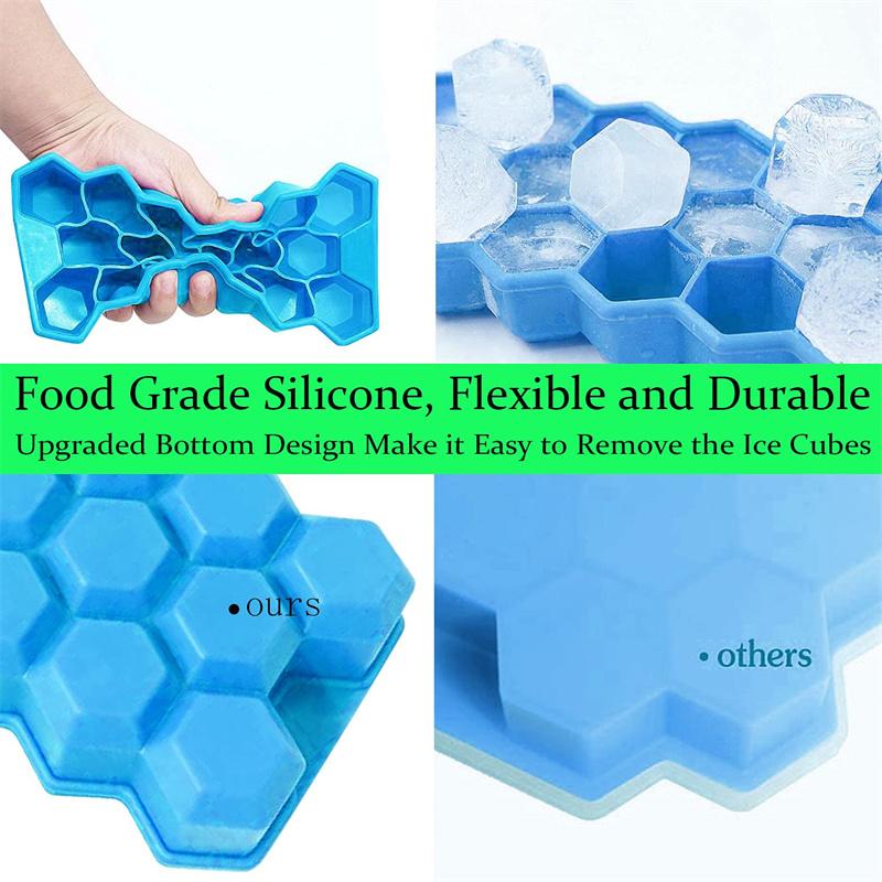 Honeycomb Ice Cube Tray Reusable Silicone Ice Cube Mold BPA Free Ice Maker with Removable Lid for Easy Release