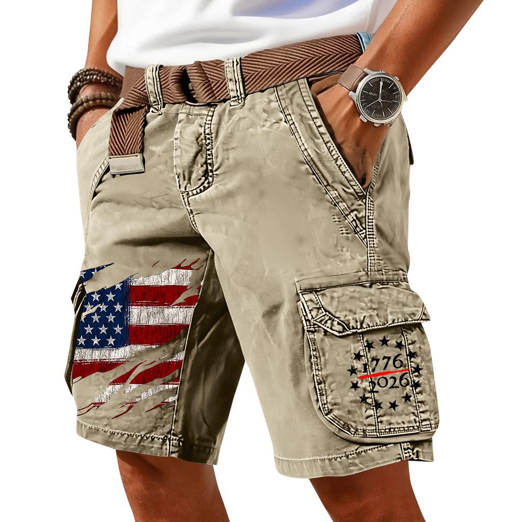 Pantaloncini Cargo Casual Stampati da Uomo per l'Estate con Tasche Multiple