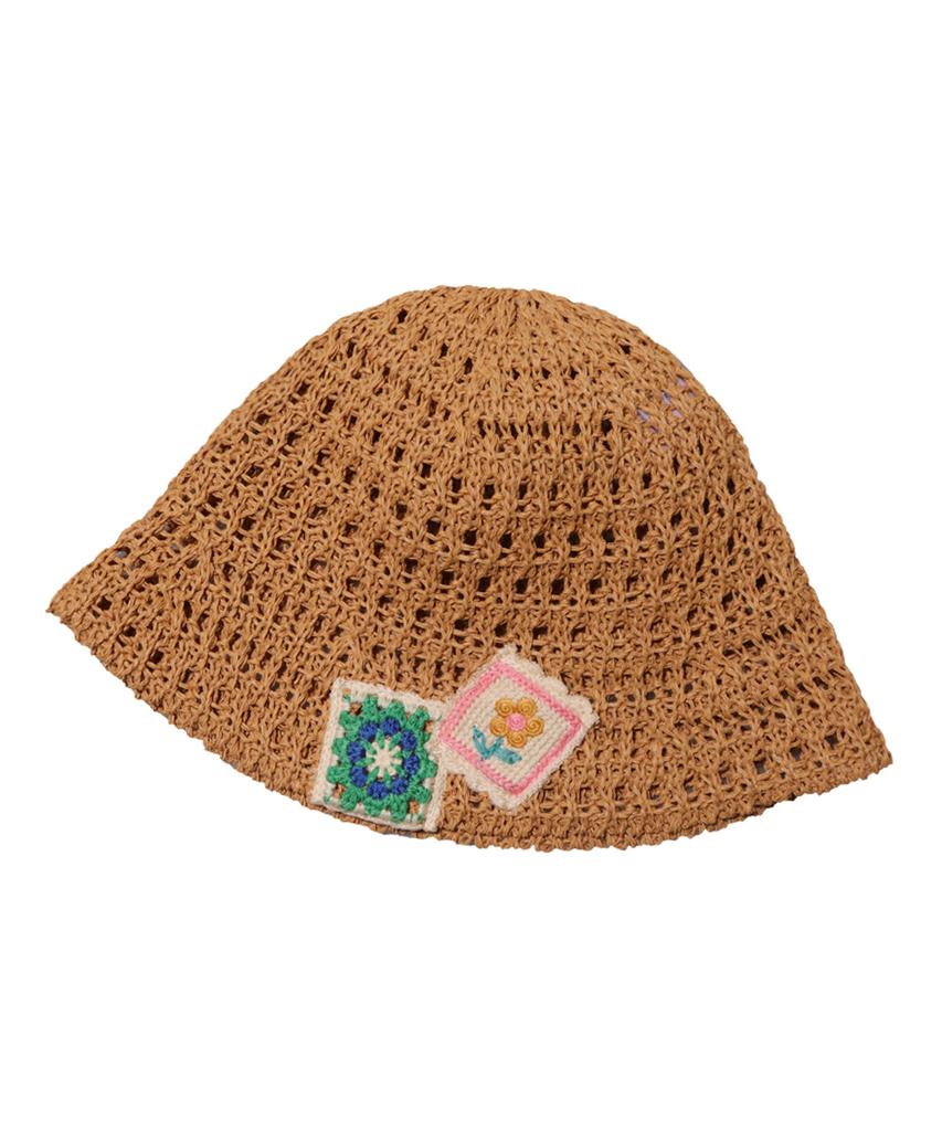 Elkebeullum Flower Net Brown Bucket Hat