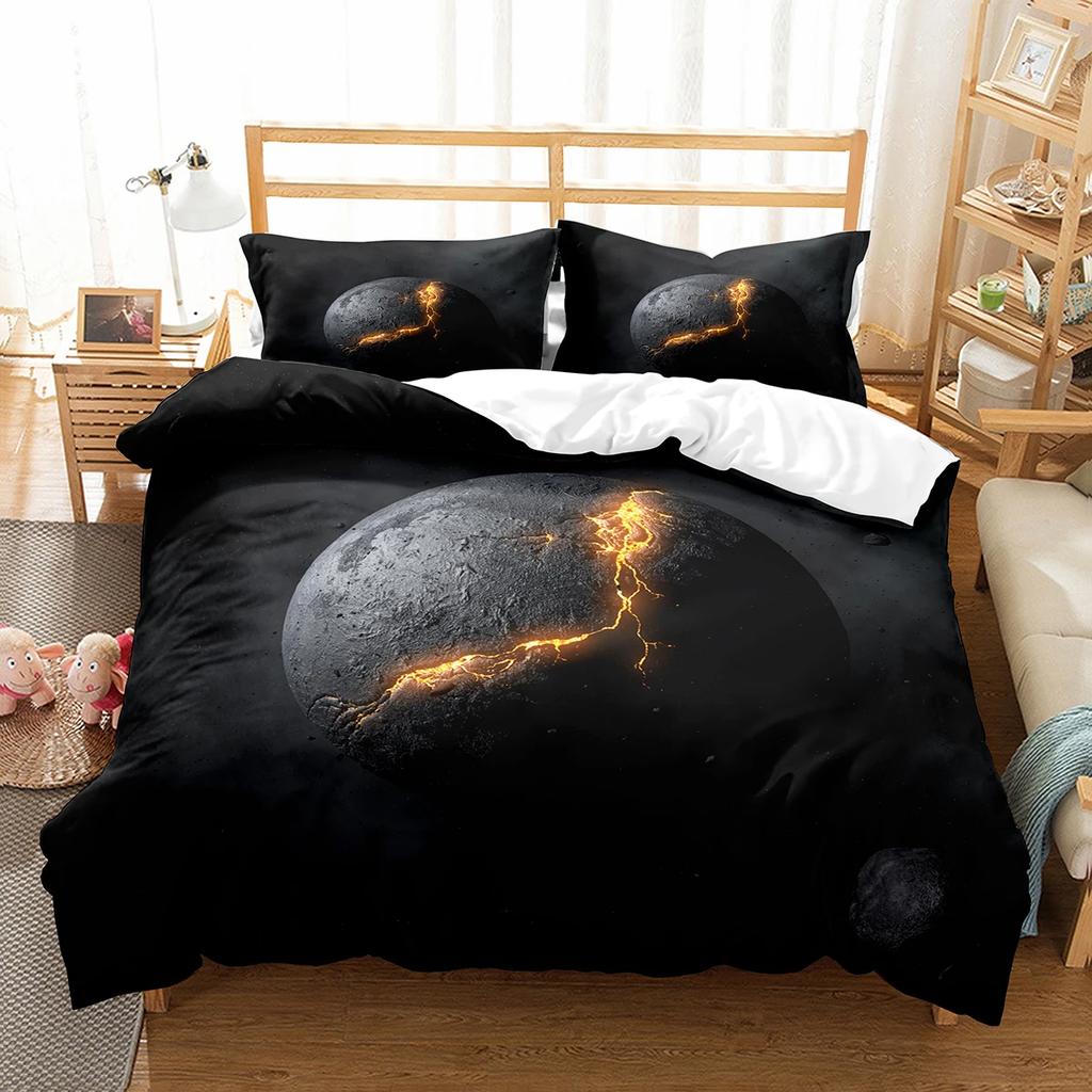 Comforter Enceladus Planet King Queen Solar System Bedding Set Rotate Universe Space Polyester Comforter