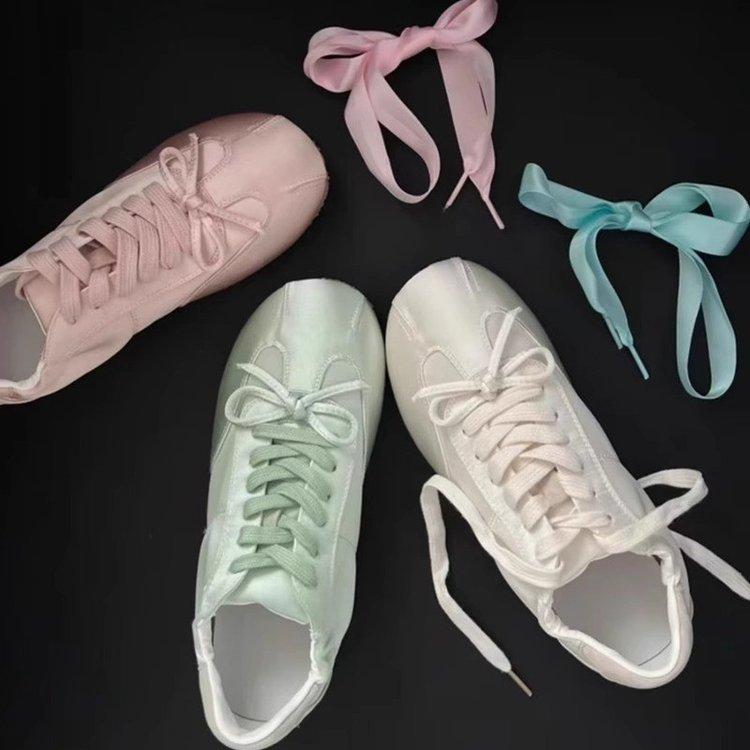 Thick-soled Sweet Round Head Flat-soled Casual Shoes 2025 Spring New Versatile Bow Ballet Style Moral Training Shoes Women
