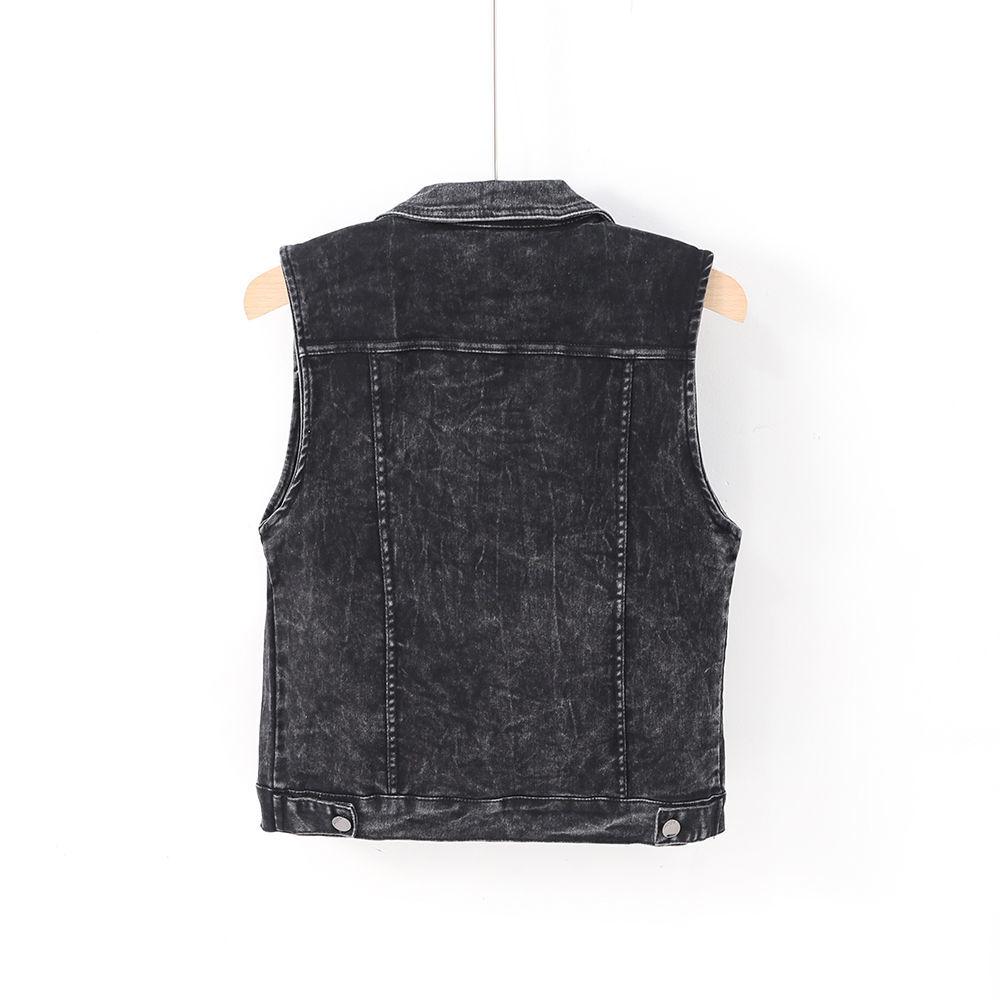 Módní Džínová vesta Žena Jaro Podzim Divoké topy bez rukávů Krátká bunda Ženy Jean Vesta Bílá Černá Chaleco Mujer