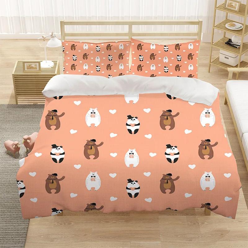 Cartoon King Queen Duvet Cover Cute Animals Bedding Set Kids Boys Girls Octopus Starfish Blue Soft 2/3pcs Polyester Quilt Cover
