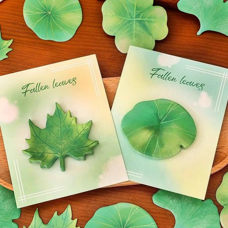 30Sheets Green Leaves Memo Pads Simple Scrapbooking Sticker School Supplies Post Sticky Notes Office Stationery