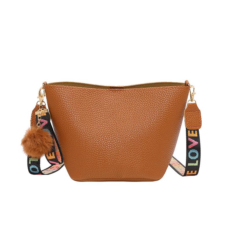 Lychee pattern ribbon one shoulder crossbody tote bag new large capacity simple fashion women's bag