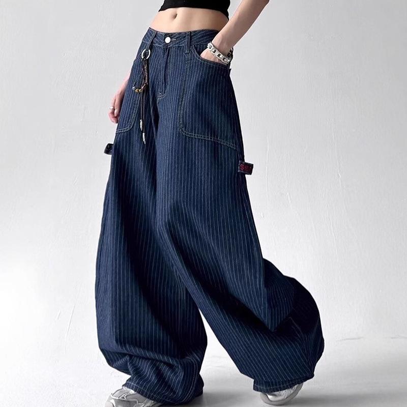 JYL Men's Flare Jeans American  Stripe Slim Winter High-Street Vibe Denim Pants