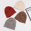 Handmade Double-Layer Crochet Wool Beanie with Roll-Up Brim for Women