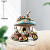 2D Flat, Easter Cute Rabbit Mushroom House Acrylic Desktop Decoration, with Base, Suitable for wall decoration, porch, room, villa, accents Home, Hall