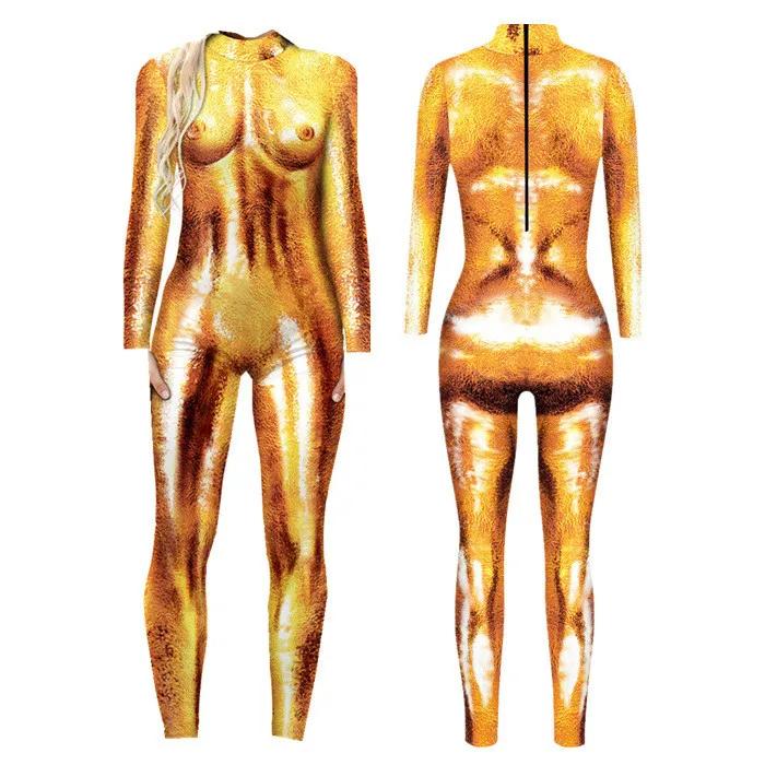 Kostiumy sceniczne z nadrukiem cyfrowym 3D dla dorosłych na wydarzenia Halloween, karnawałowe imprezy tematyczne, strój cosplayowy do zabawy w udawanie, kombinezon