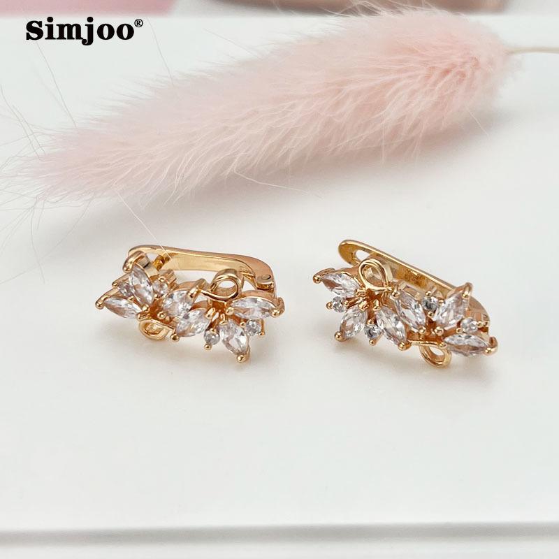 SIMJOO Stilvolle Zirkon-Ohrringe Einfaches Design Hohl-Ohrringe für Damen