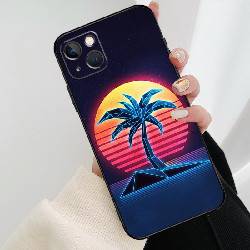 Neon Retrowave 80s Vintage Art Phone Case For iPhone 17 Pro Max 16 15 14 11 12 13 Pro Max Mini 15 16 Plus 16e 17 Air Cover