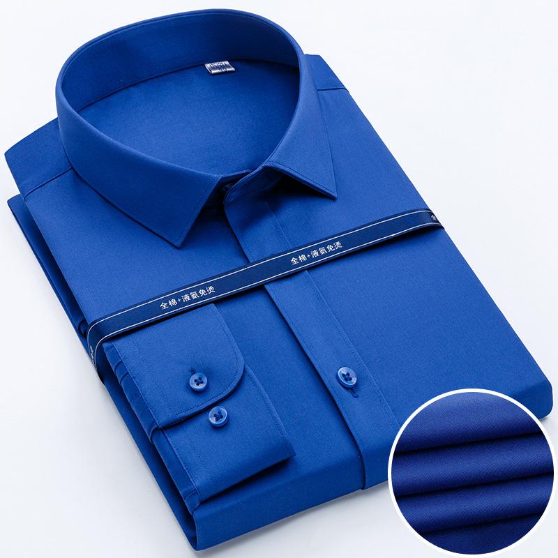 

Мужская рубашка с длинным рукавом из мерсеризованного хлопка, не требующая глажки - Формальная деловая одежда высокого класса 42/180