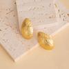 European Retro Geometric Leaf & Heart Stainless Steel Stud Earrings