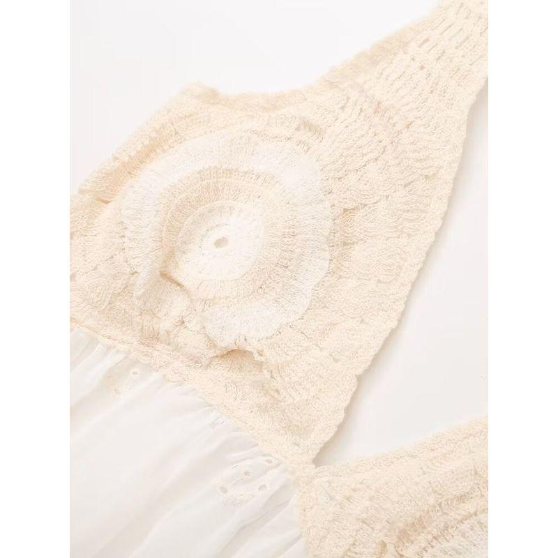 Kaslead New Arrival Women's Clothing Fashion Style Fashion Minimalist V Neck Crochet Patchwork Dress 3798008