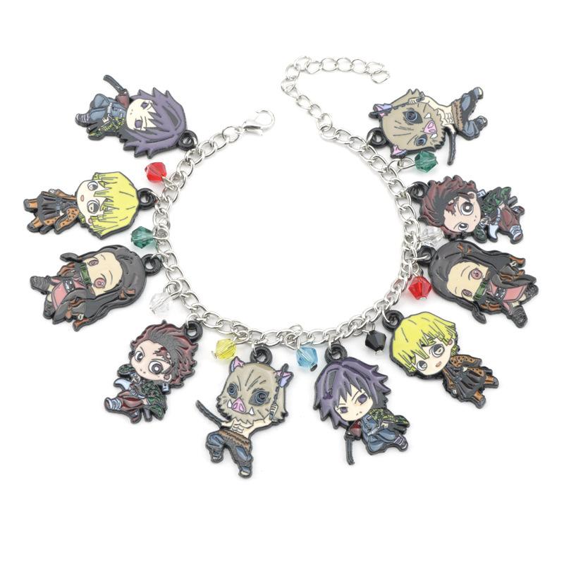 Anime Demon Slayer Charm Bracelet For Women Men Evil Kamado Tanjirou Figure Bangle Bracelet Adjustbale Chain Jewelry Gifts