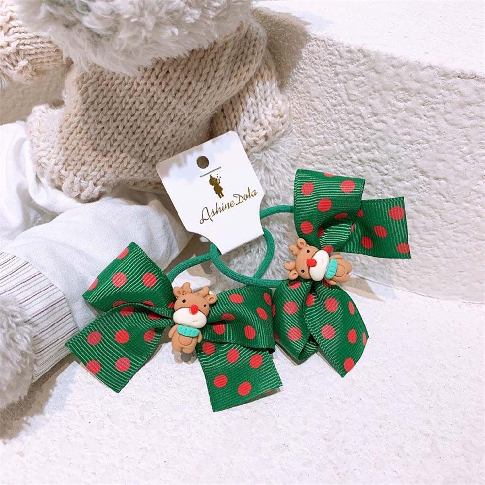 Bells Santa Claus Kids Hair Band Christmas Hair Ring Bow Rubber Band Christmas Hair Rope