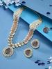 Set Collana, Orecchini e Anello Kundan con Pietre Rosa Viola per Donna