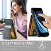 FIERRE SHANN For iPhone 7/8/SE (2020)/SE (2022) Card Holder Phone Case Kickstand PU Leather+TPU Cover