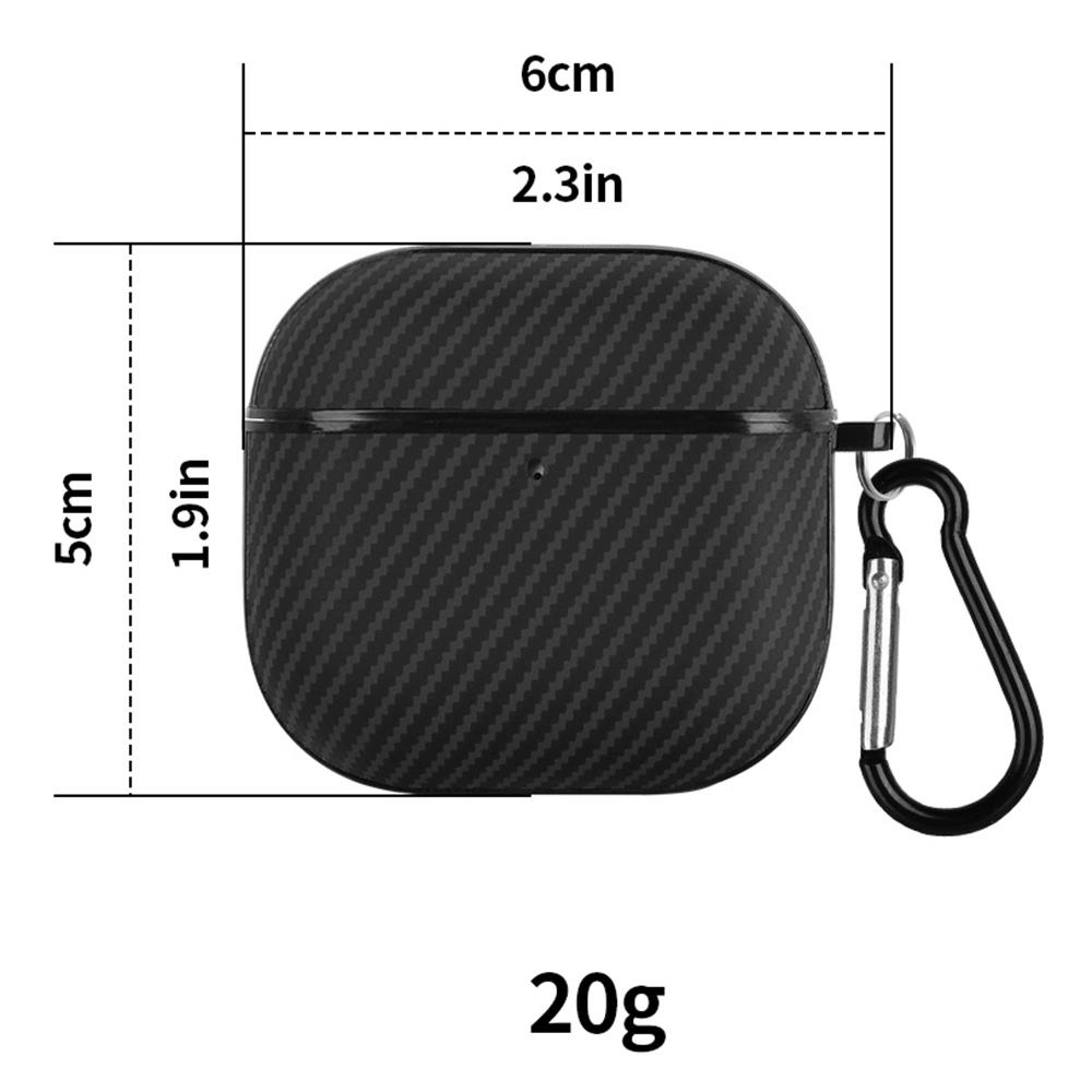For AirPods 4 Case Carbon Fiber Texture TPU PU Earbuds Protective Cover with Hook