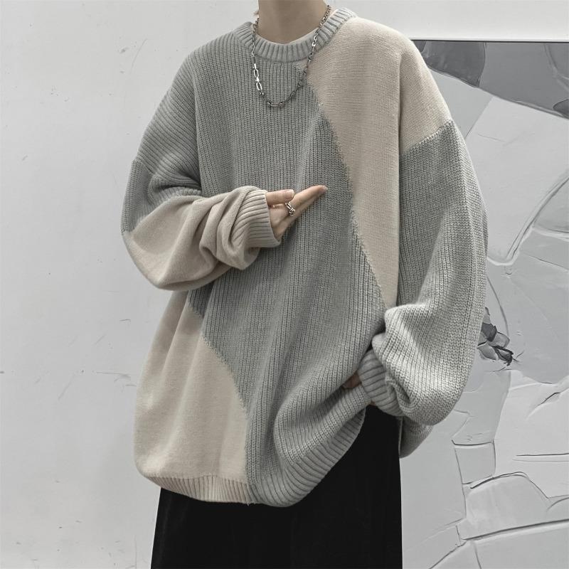 Irregular Splicing Sweater for Men, American Style Lazy High-end Knitted Sweater, Autumn and Winter Oversize Couple Sweater Jacket